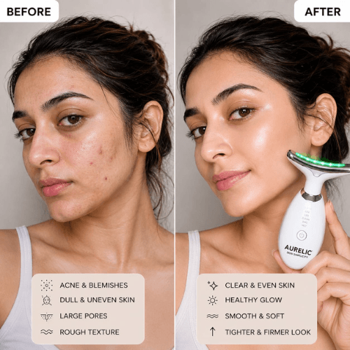 “before after skin results LED massager”